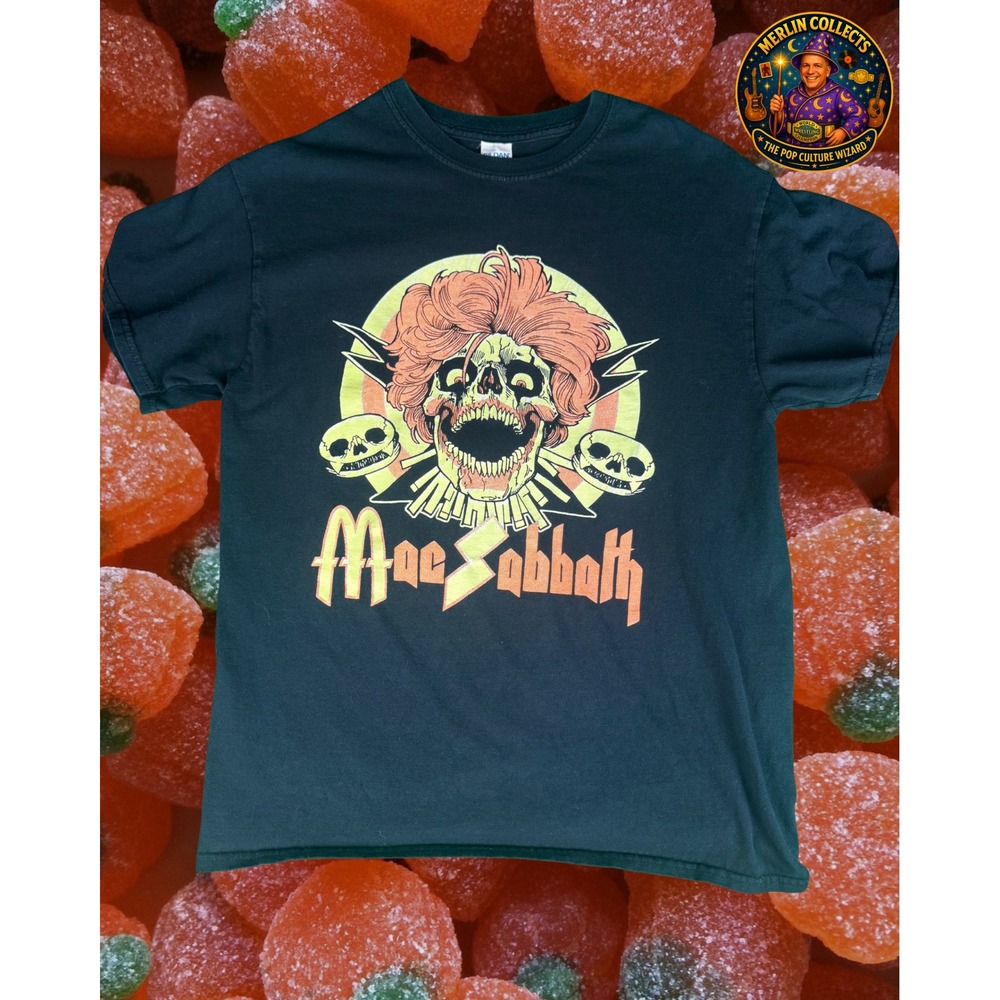 Mac Sabbath T-Shirt Mens Medium Black Gildan Heavy Cotton Ronald Osbourne
